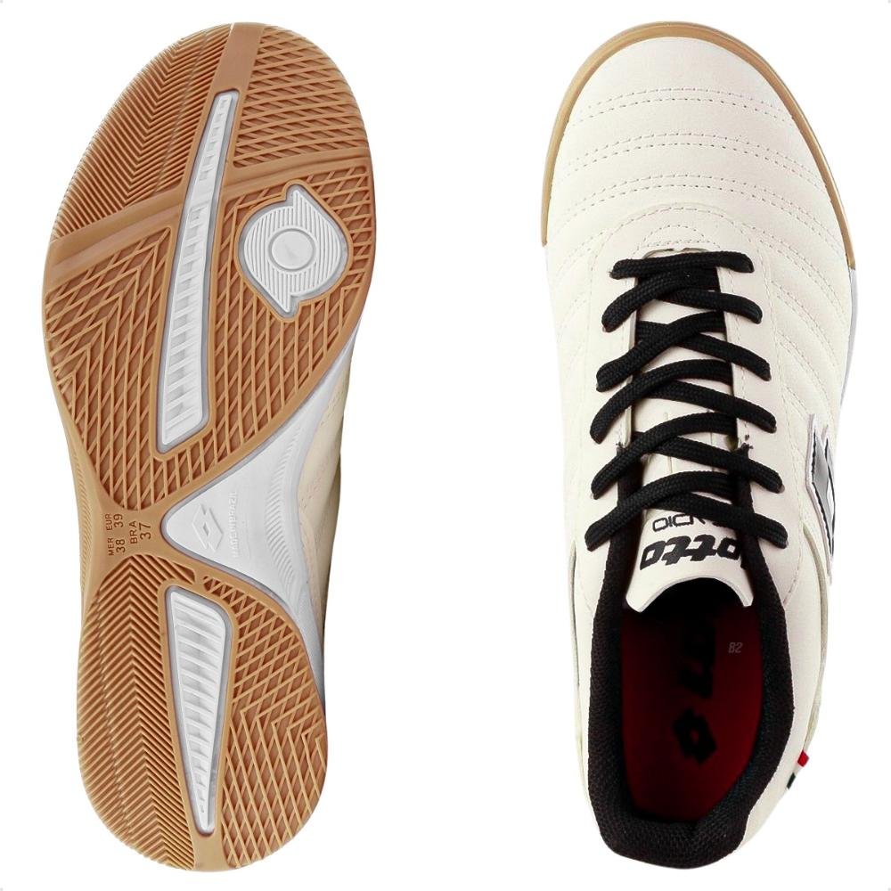 Chuteira Futsal Lotto Stadio Classic B700 Masculina Bege/Preto 6