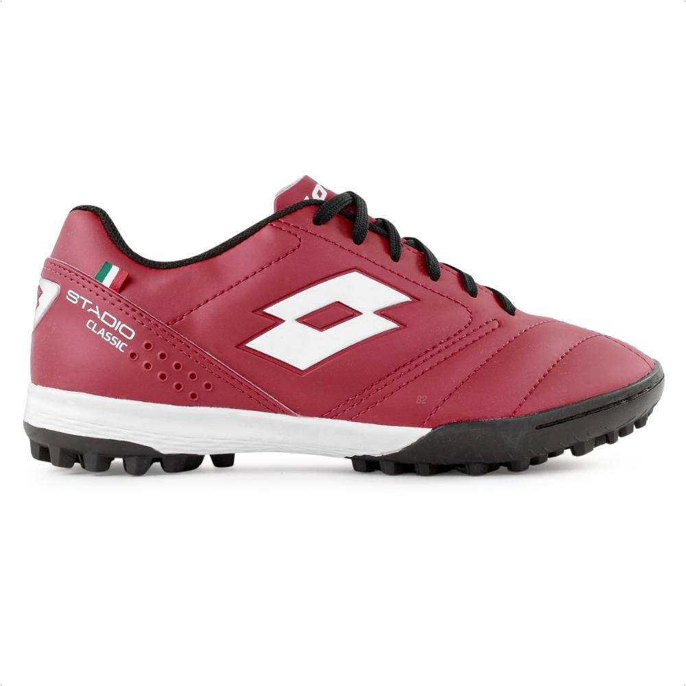 Chuteira Society Lotto Stadio Classic B700 Masculina Vinho/Branco