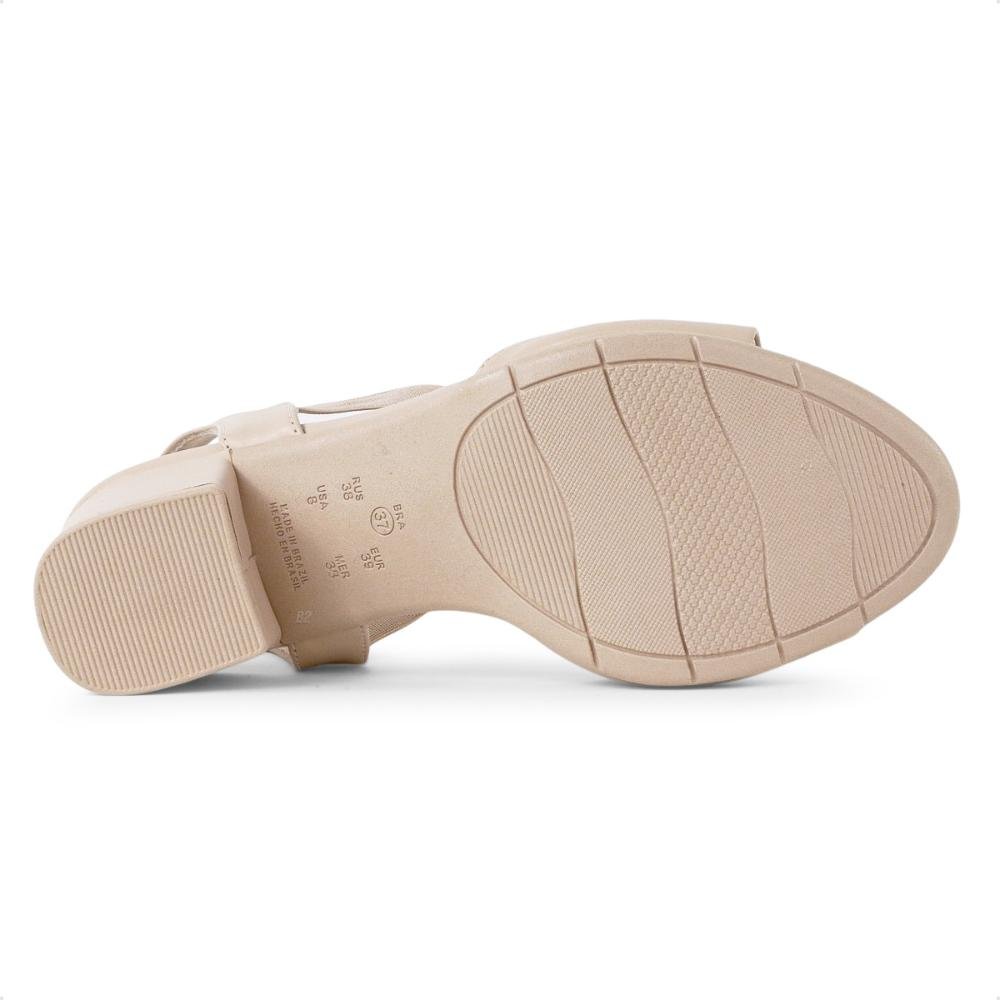 Sandália Comfortflex Salto Bloco Médio Feminina Bege/Dourado 6