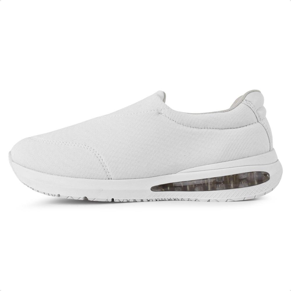 Tênis Comfortflex Slip On Zíper Feminino Branco/Cinza 2