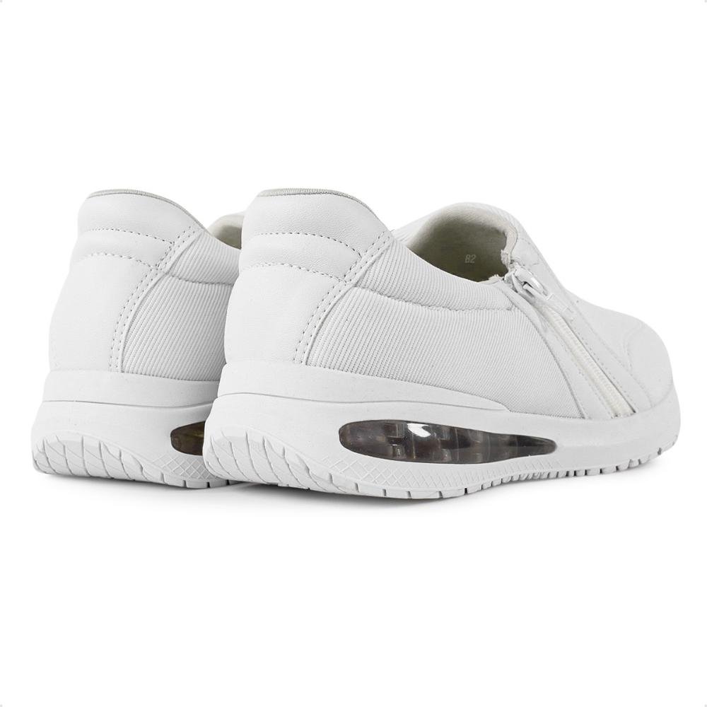 Tênis Comfortflex Slip On Zíper Feminino Branco/Cinza 5