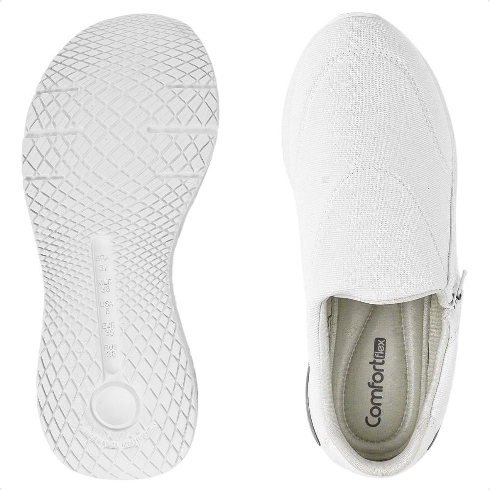 Tênis Comfortflex Slip On Zíper Feminino Branco/Cinza 6