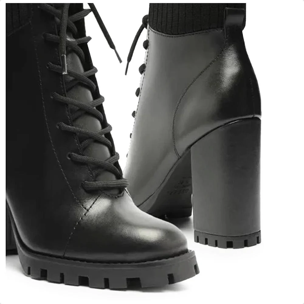 Bota Coturno Arezzo Salto Alto Tratorada Feminina Preto 4