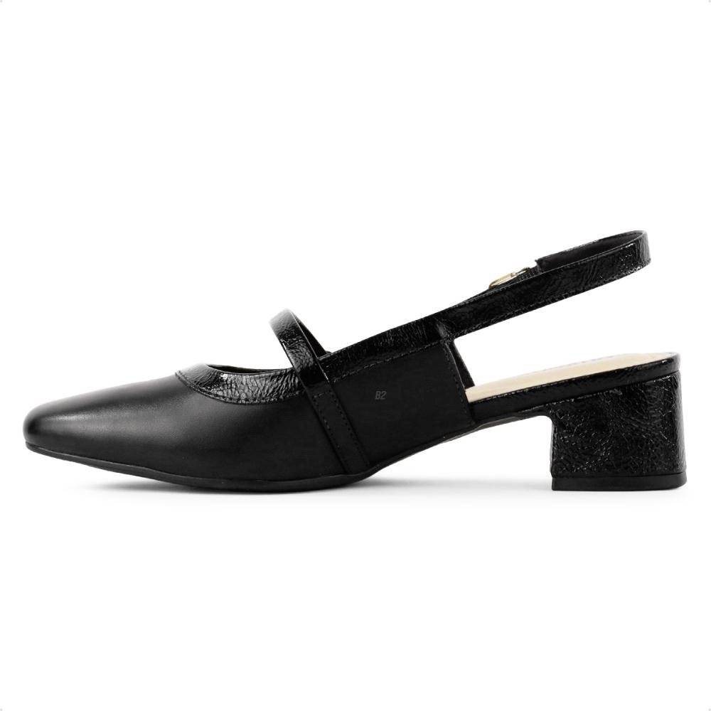 Sapato Comfortflex Slingback Tira Feminino Preto 2
