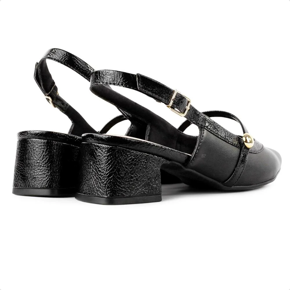 Sapato Comfortflex Slingback Tira Feminino Preto 5