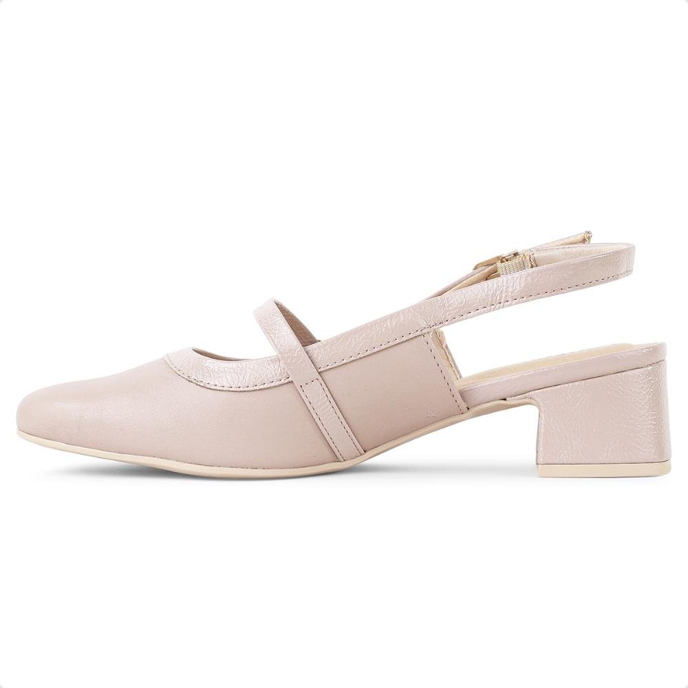 Sapato Comfortflex Slingback Tira Feminino Bege 2
