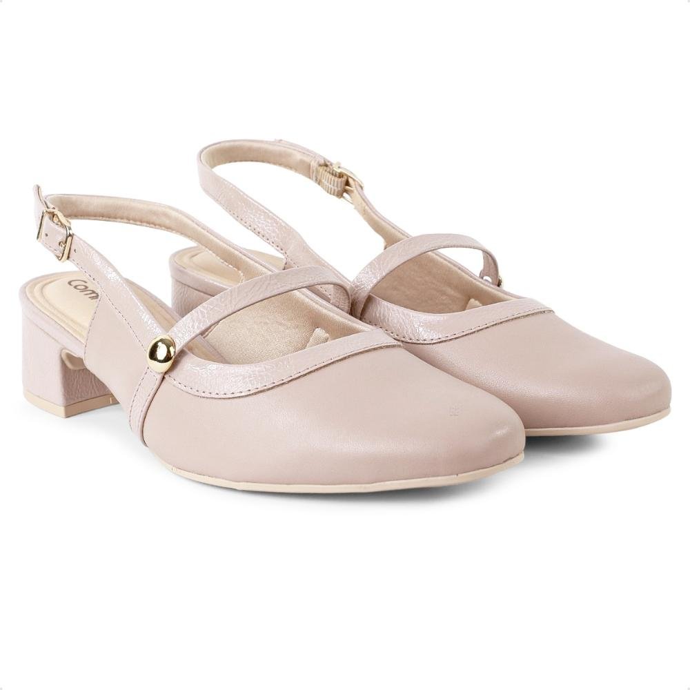 Sapato Comfortflex Slingback Tira Feminino Bege 3