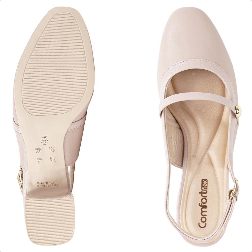 Sapato Comfortflex Slingback Tira Feminino Bege 6