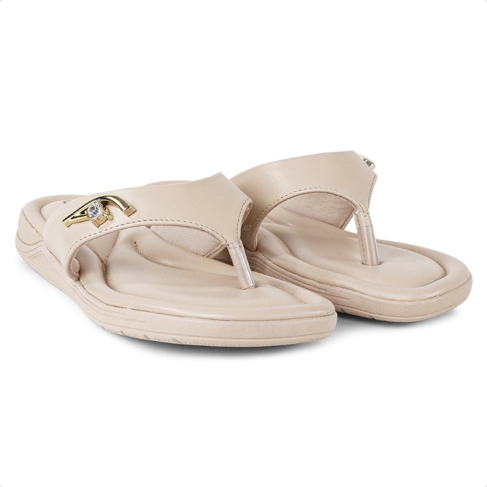 Chinelo Comfortflex Metallic Detail Feminino Bege/Dourado 4