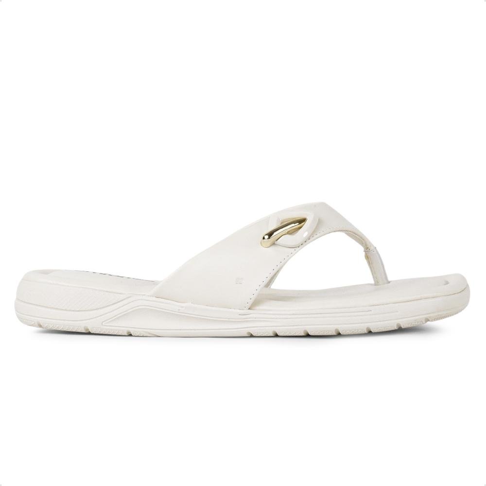 Chinelo Comfortflex Metallic Feminino Branco/Dourado 2