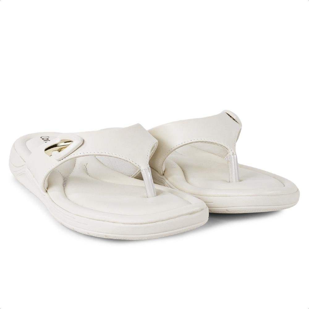 Chinelo Comfortflex Metallic Feminino Branco/Dourado 4