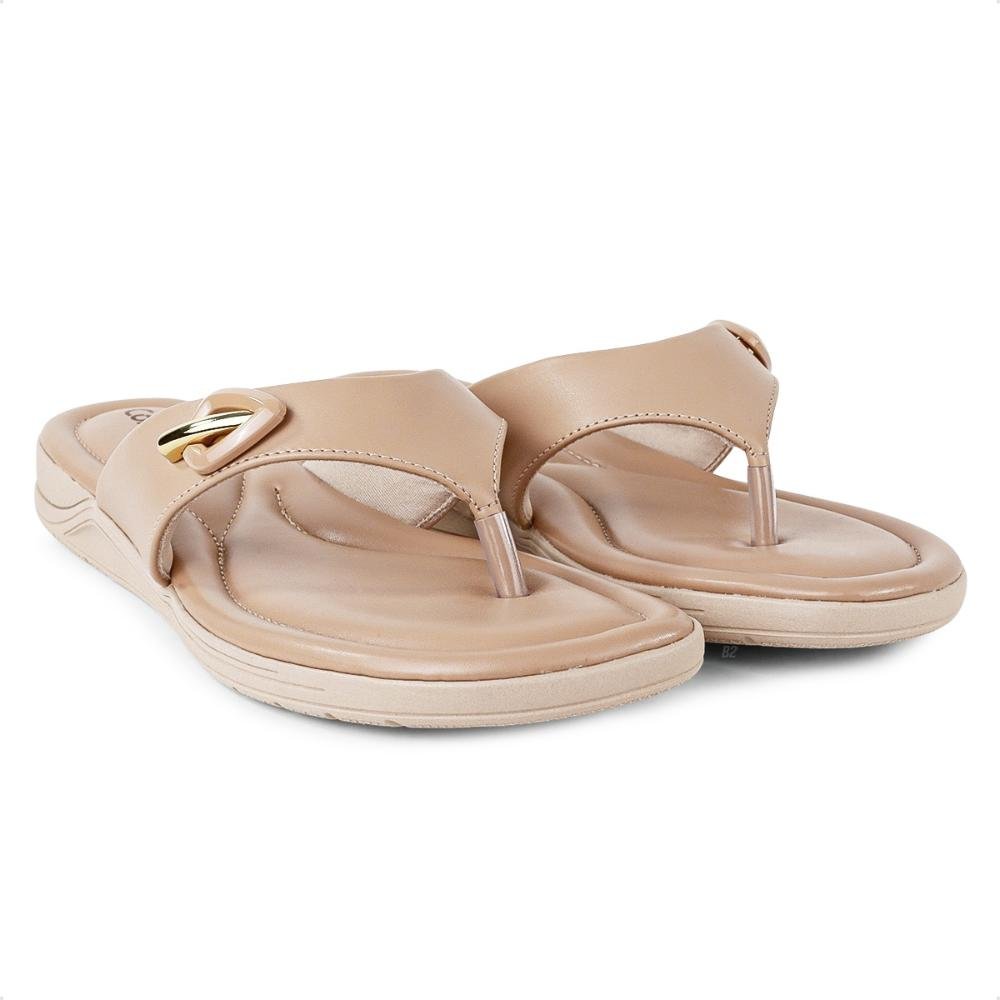 Chinelo Comfortflex Metallic Feminino Bege/Dourado 4