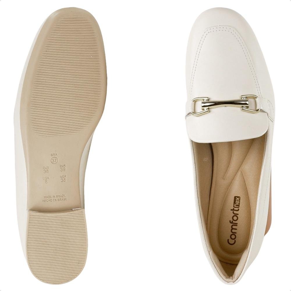 Mocassim Comfortflex Metallic Detail Feminino Bege 6