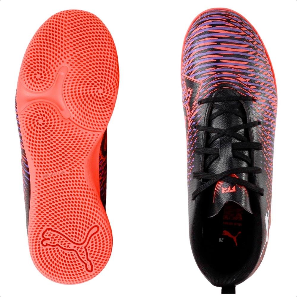 Chuteira Futsal Puma Future 8 Play IT Jr Preto/Coral 6