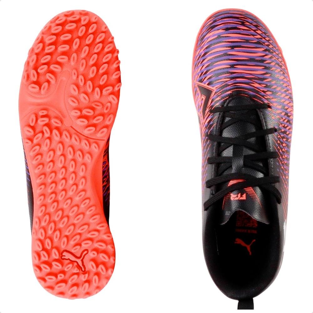 Chuteira Society Puma Future 8 Play TT Jr Preto/Coral 6