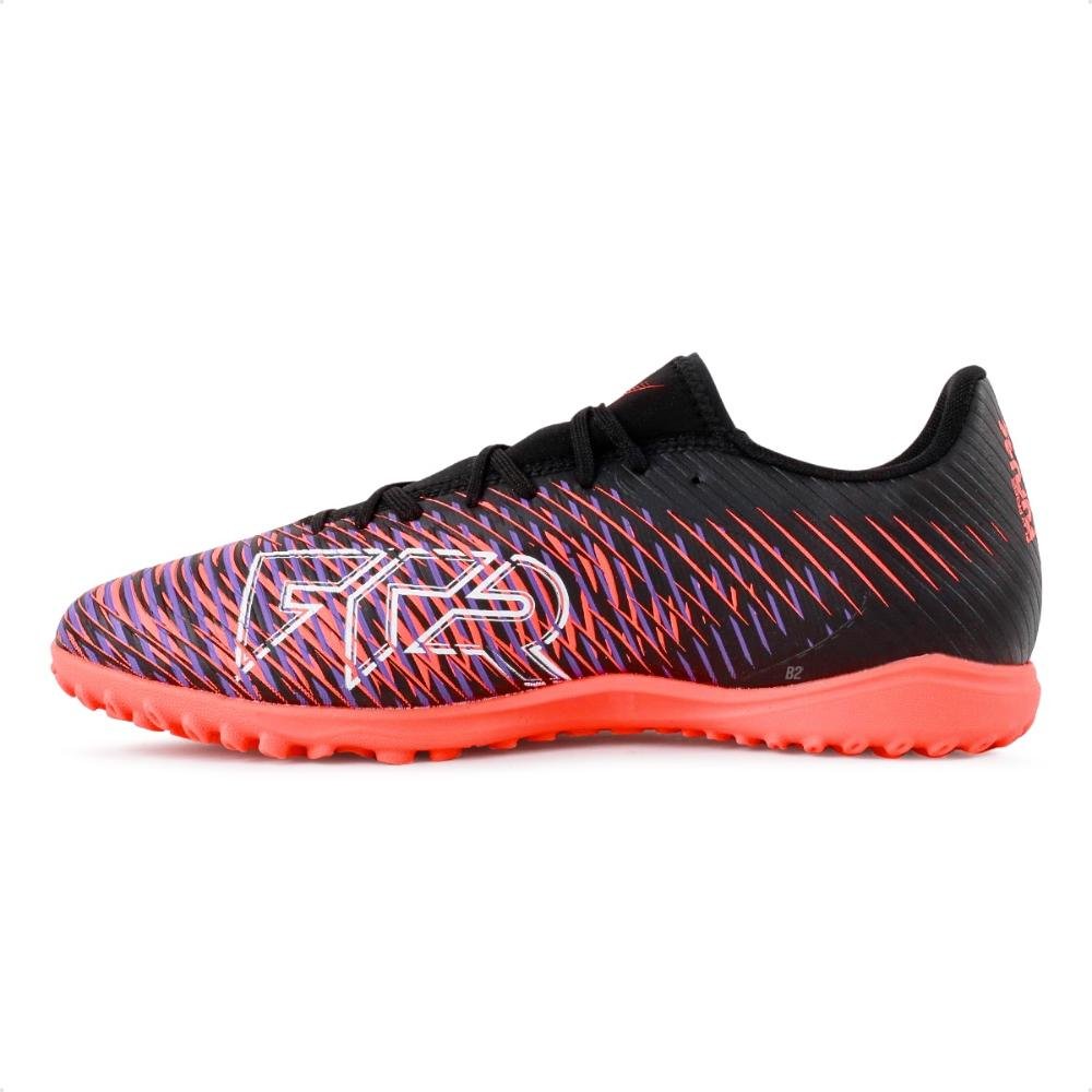 Chuteira Society Puma Future 8 Play TT Masculina Preto/Coral 2