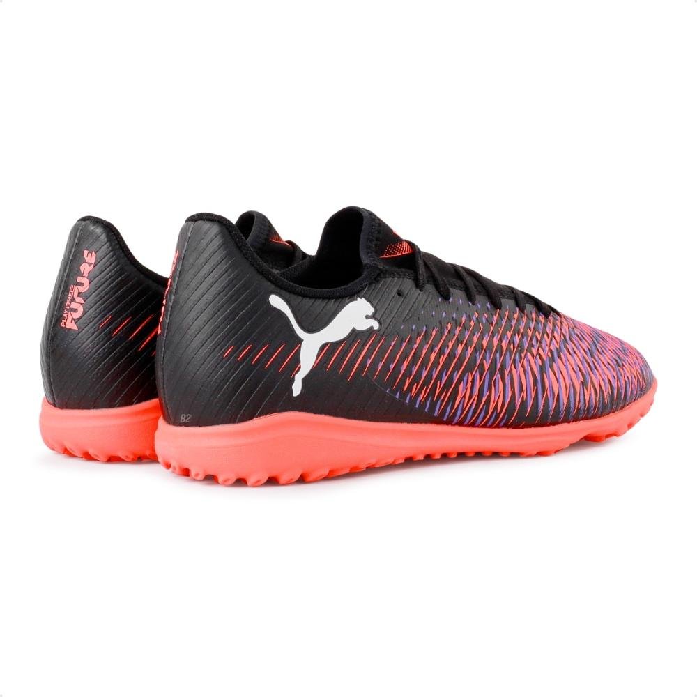 Chuteira Society Puma Future 8 Play TT Masculina Preto/Coral 5