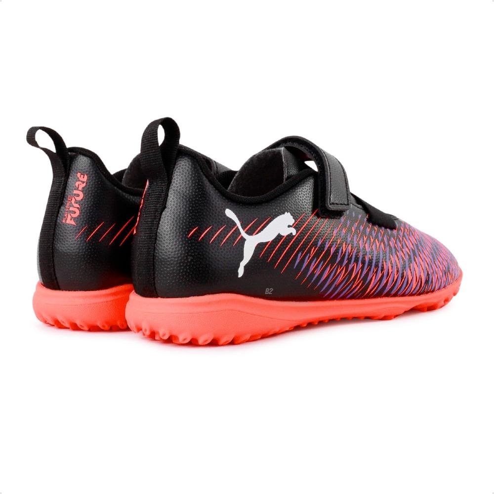 Chuteira Society Puma Future 8 Play TT V Jr Preto/Coral 5