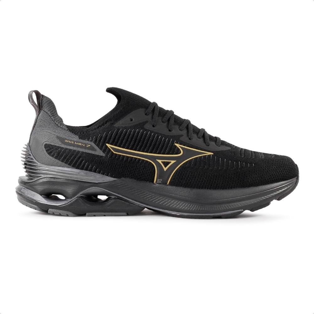 Tênis Mizuno Wave Mirai 7 Masculino Preto/Dourado 1