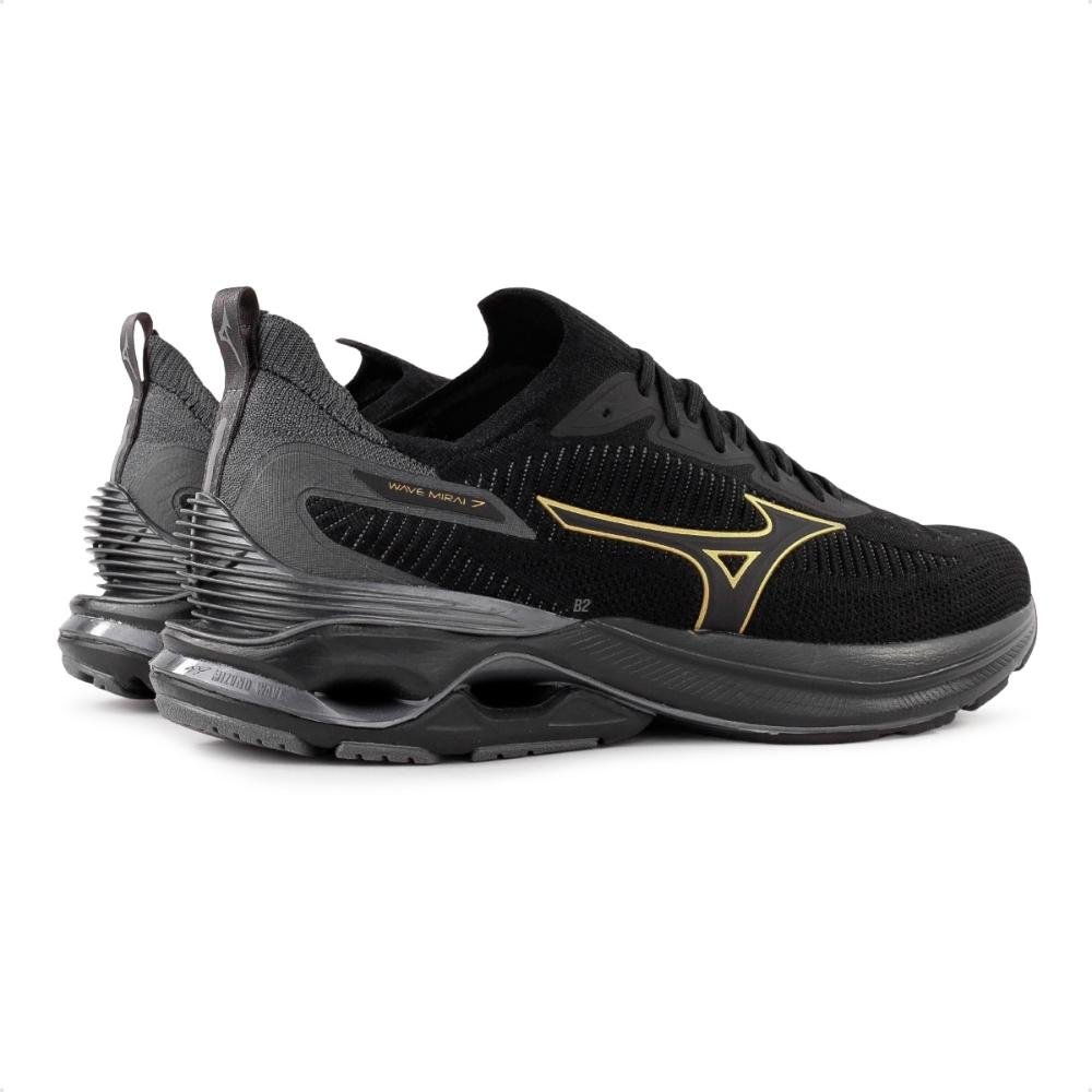 Tênis Mizuno Wave Mirai 7 Masculino Preto/Dourado 3