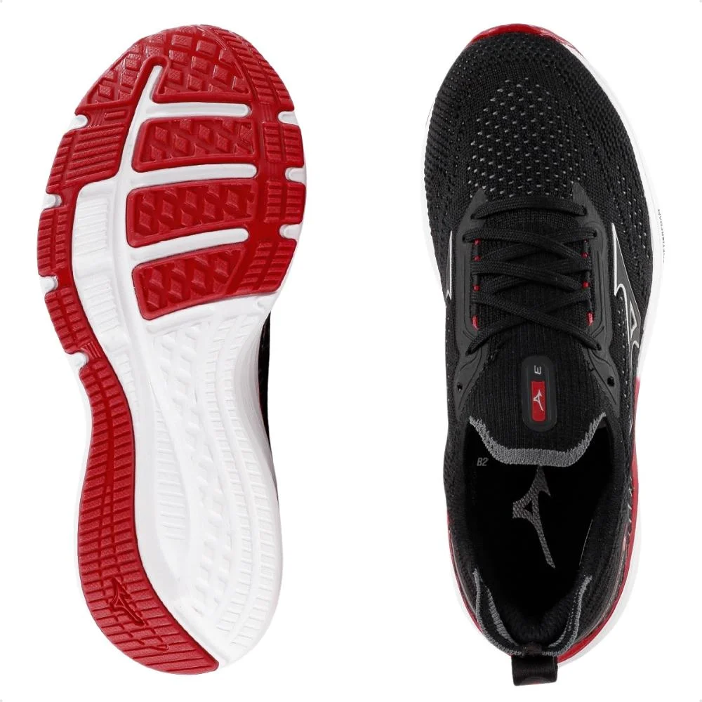 Tênis Mizuno Cool Ride 3 Junior Unissex Preto/Vermelho 5