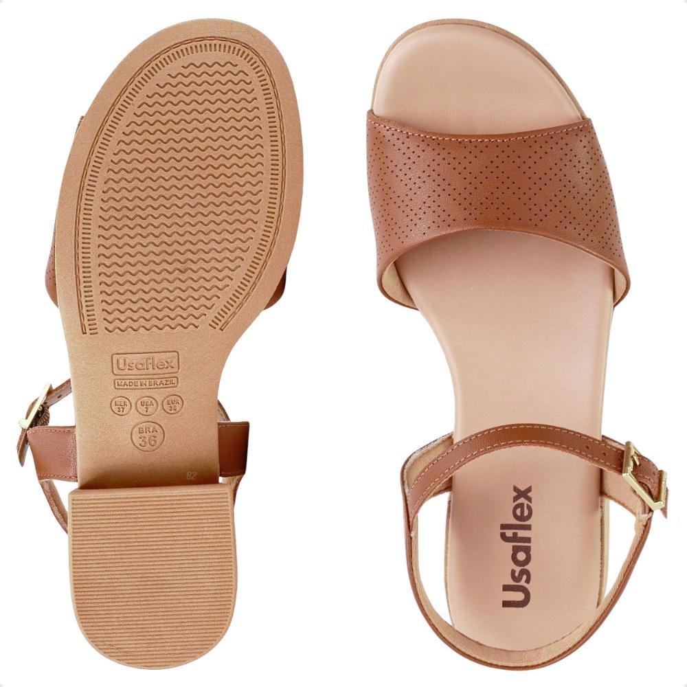 Sandália Usaflex Casual Glam Feminina Marrom/Bege 6