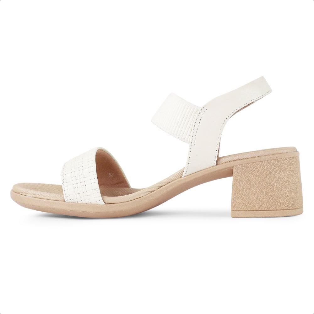 Sandália Usaflex Elastic Salto Bloco Feminina Branco/Bege 2