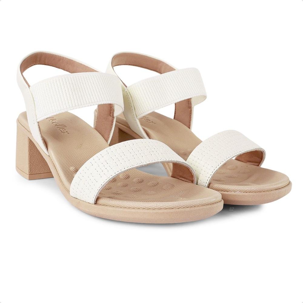 Sandália Usaflex Elastic Salto Bloco Feminina Branco/Bege 3