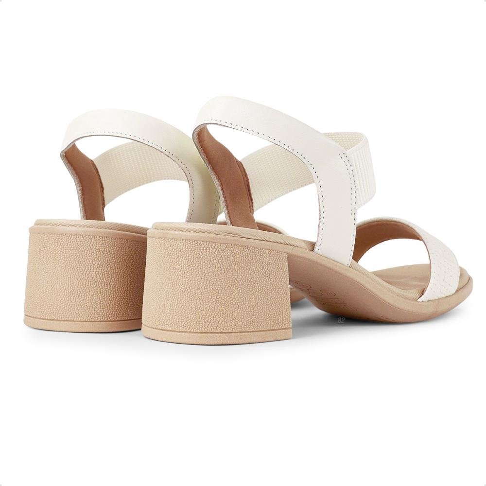 Sandália Usaflex Elastic Salto Bloco Feminina Branco/Bege 5