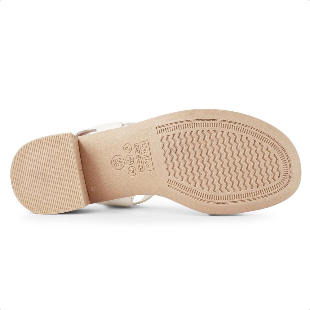 Sandália Usaflex Elastic Salto Bloco Feminina Branco/Bege 6