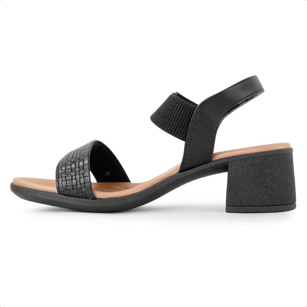 Sandália Usaflex Elastic Salto Bloco Feminina Preto 2