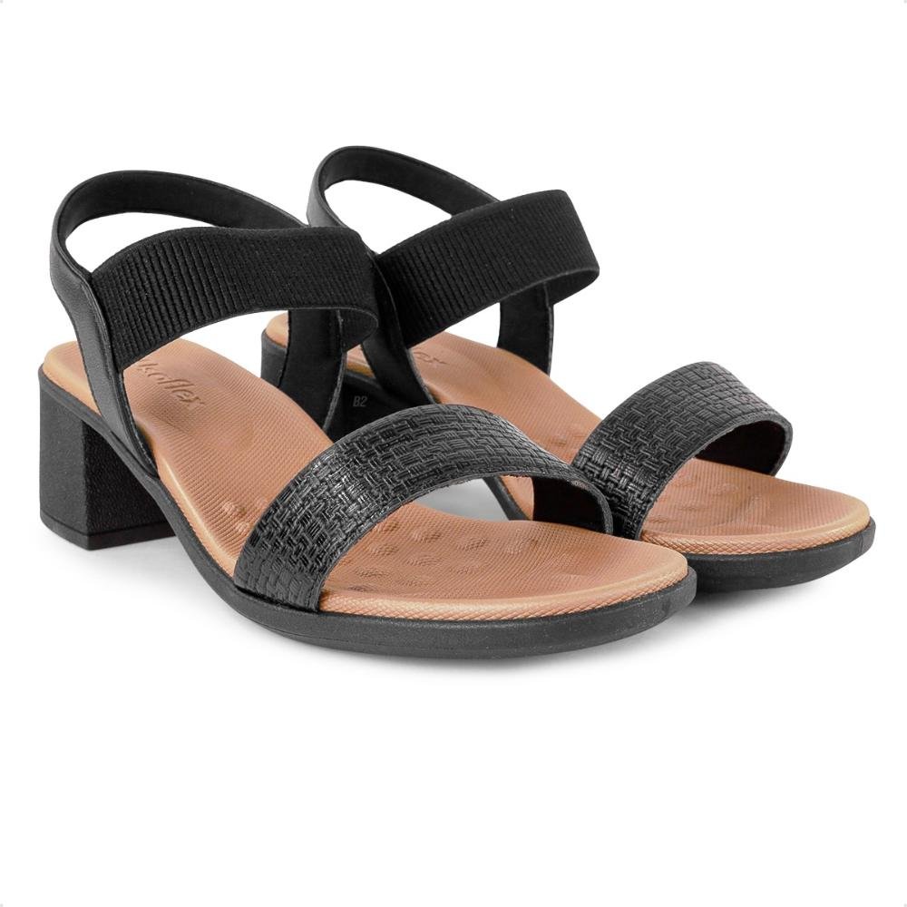 Sandália Usaflex Elastic Salto Bloco Feminina Preto 3