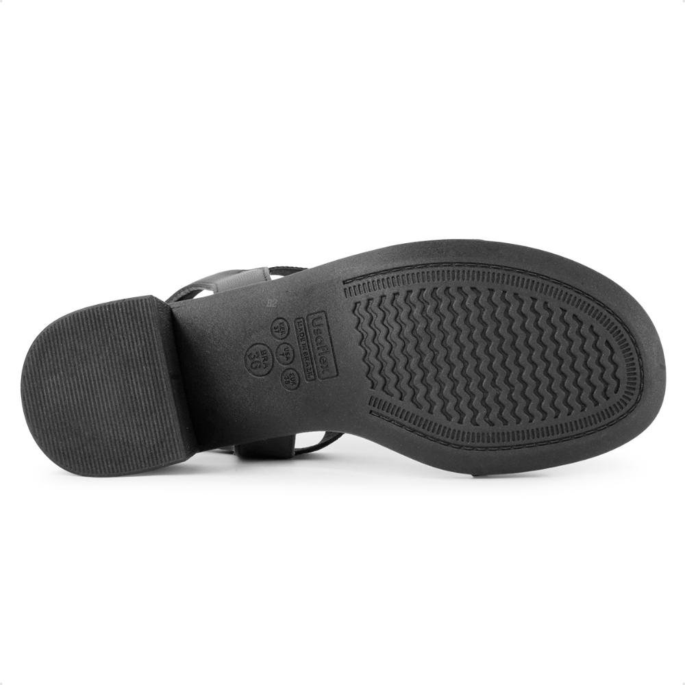 Sandália Usaflex Elastic Salto Bloco Feminina Preto 6