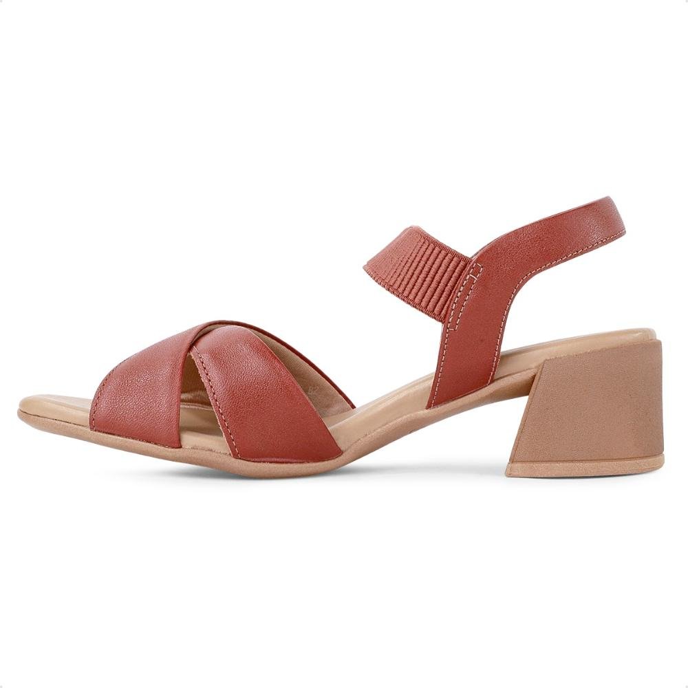 Sandália Usaflex Salto Bloco Versatile Feminina Terracota 2