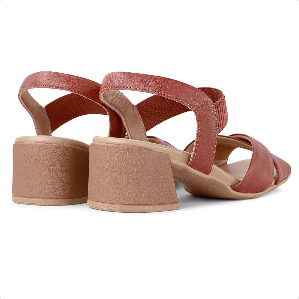 Sandália Usaflex Salto Bloco Versatile Feminina Terracota 5