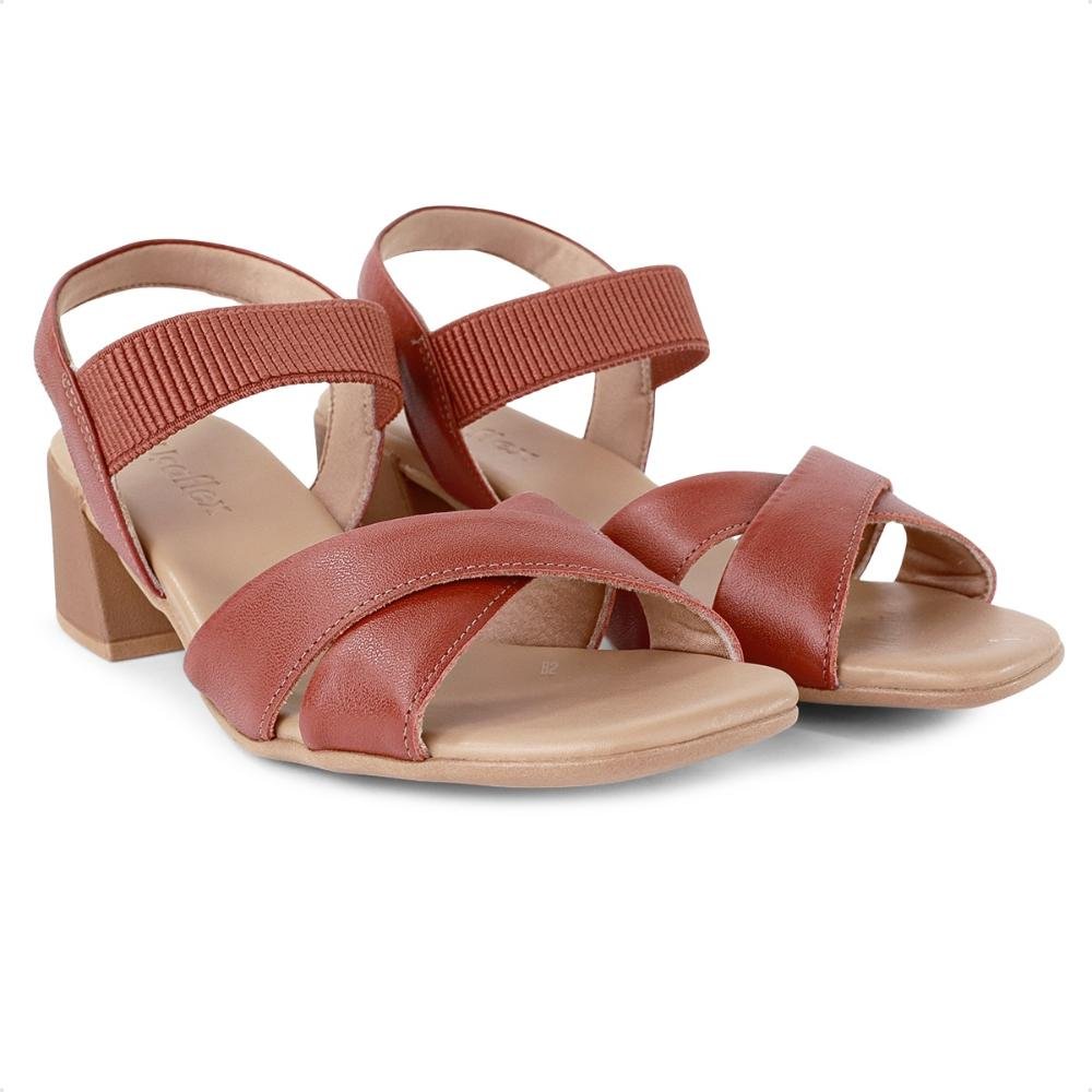 Sandália Usaflex Salto Bloco Versatile Feminina Terracota 3