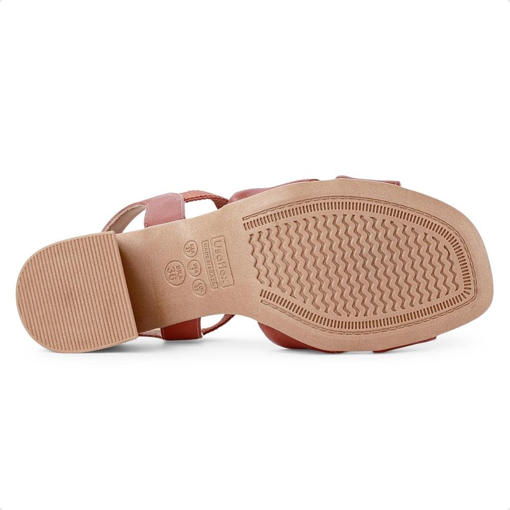 Sandália Usaflex Salto Bloco Versatile Feminina Terracota 6