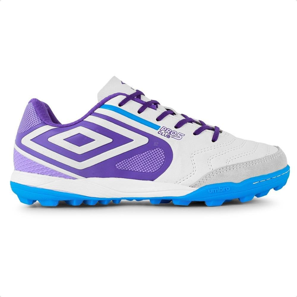 Chuteira Society Umbro Pro Bump Feminina Branco/Roxo