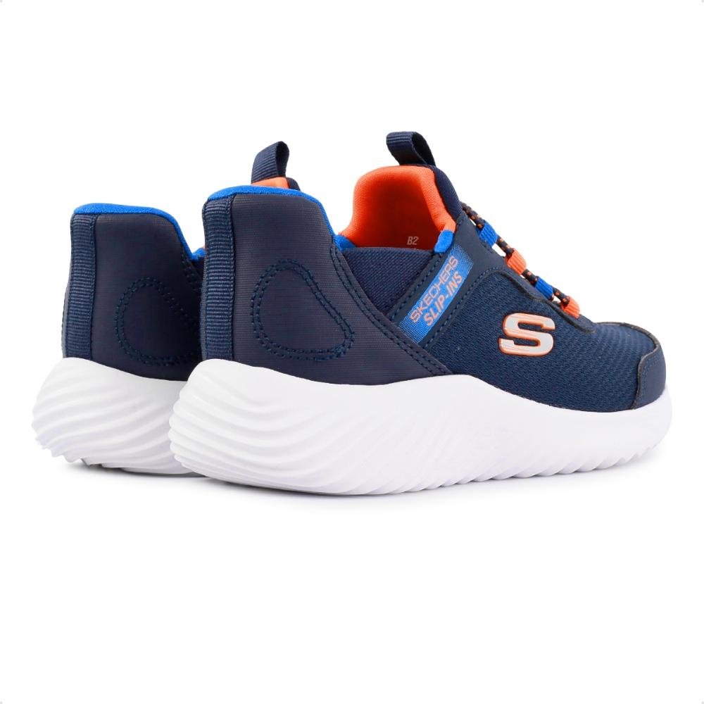 Tênis Skechers Bounder Brisk Burst Infantil Marinho/Laranja 5