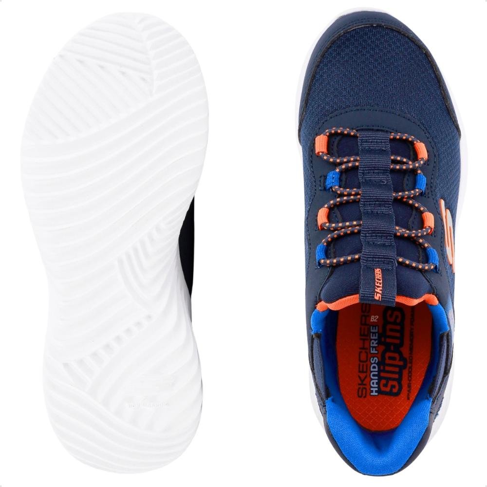 Tênis Skechers Bounder Brisk Burst Infantil Marinho/Laranja 6