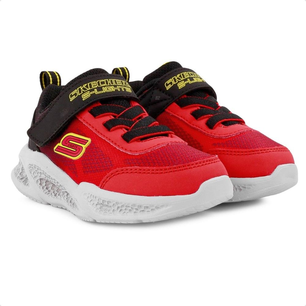 Tênis Skechers Meteor Lights Krendo Infantil Vermelho/Preto 3