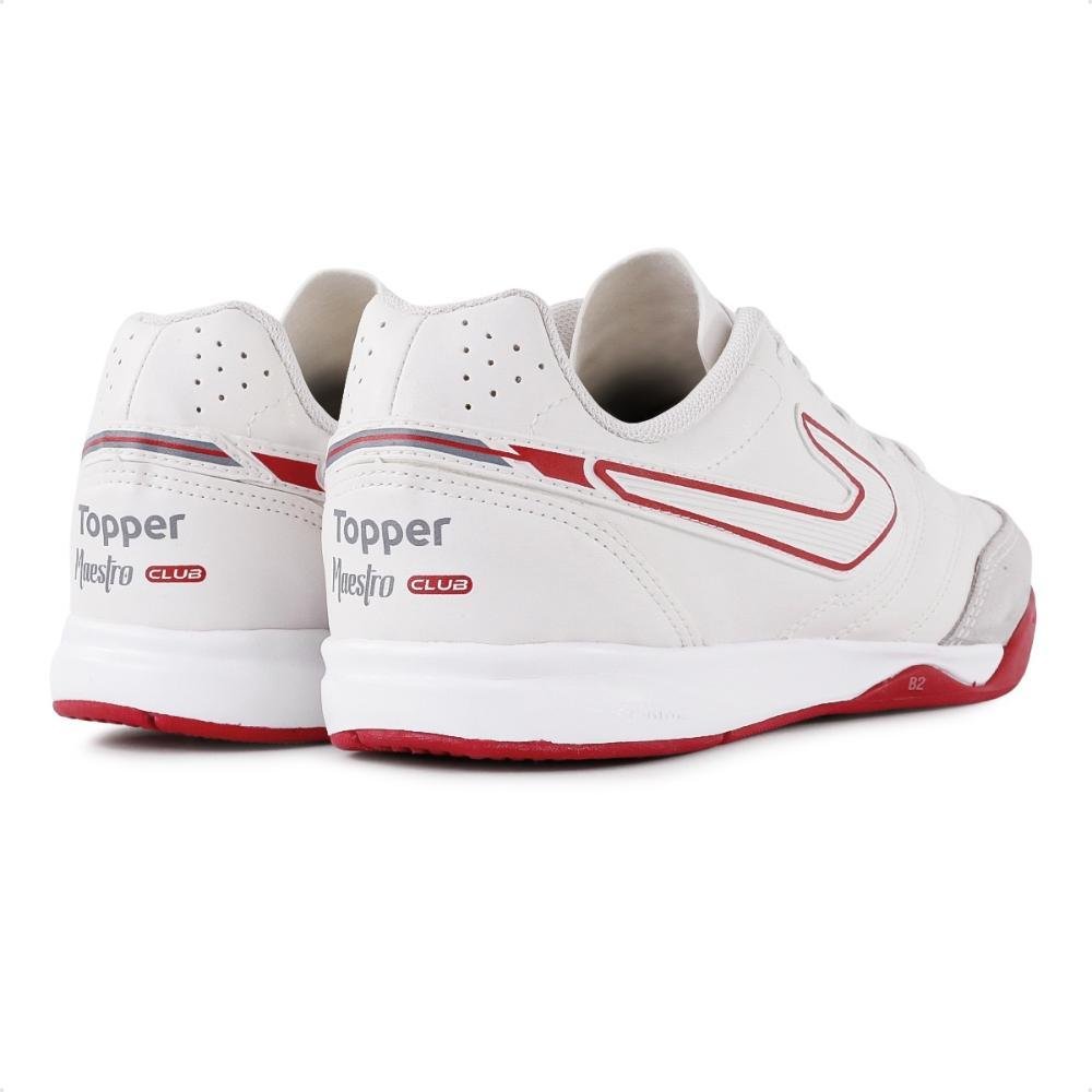 Chuteira Futsal Topper Maestro Club V Masculina Branco/Vermelho 4