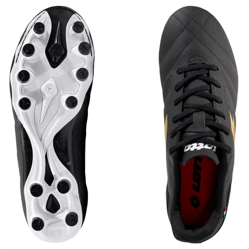Chuteira Campo Lotto Stadio Classic B700 Masculina Preto/Dourado