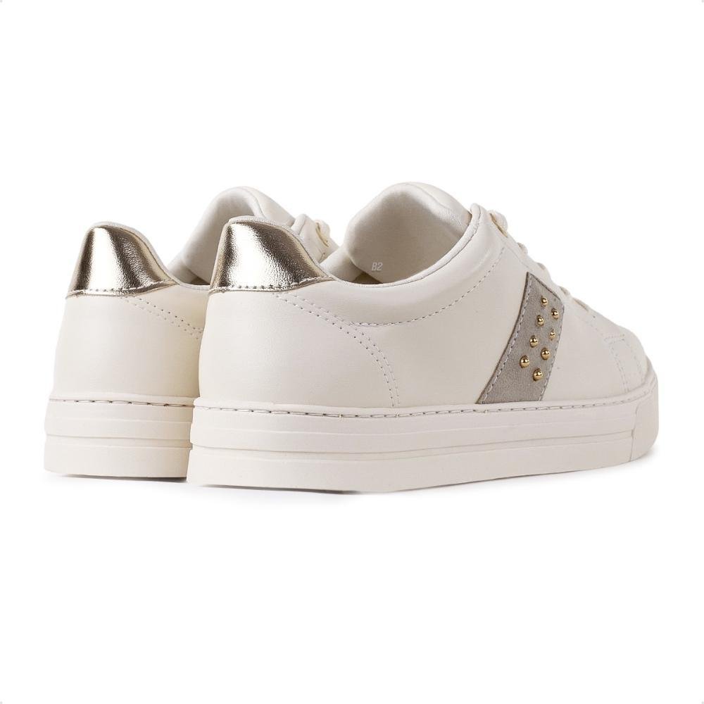 Tênis Ramarim Casual Detalhe Enfeite Feminino Bege/Dourado 4