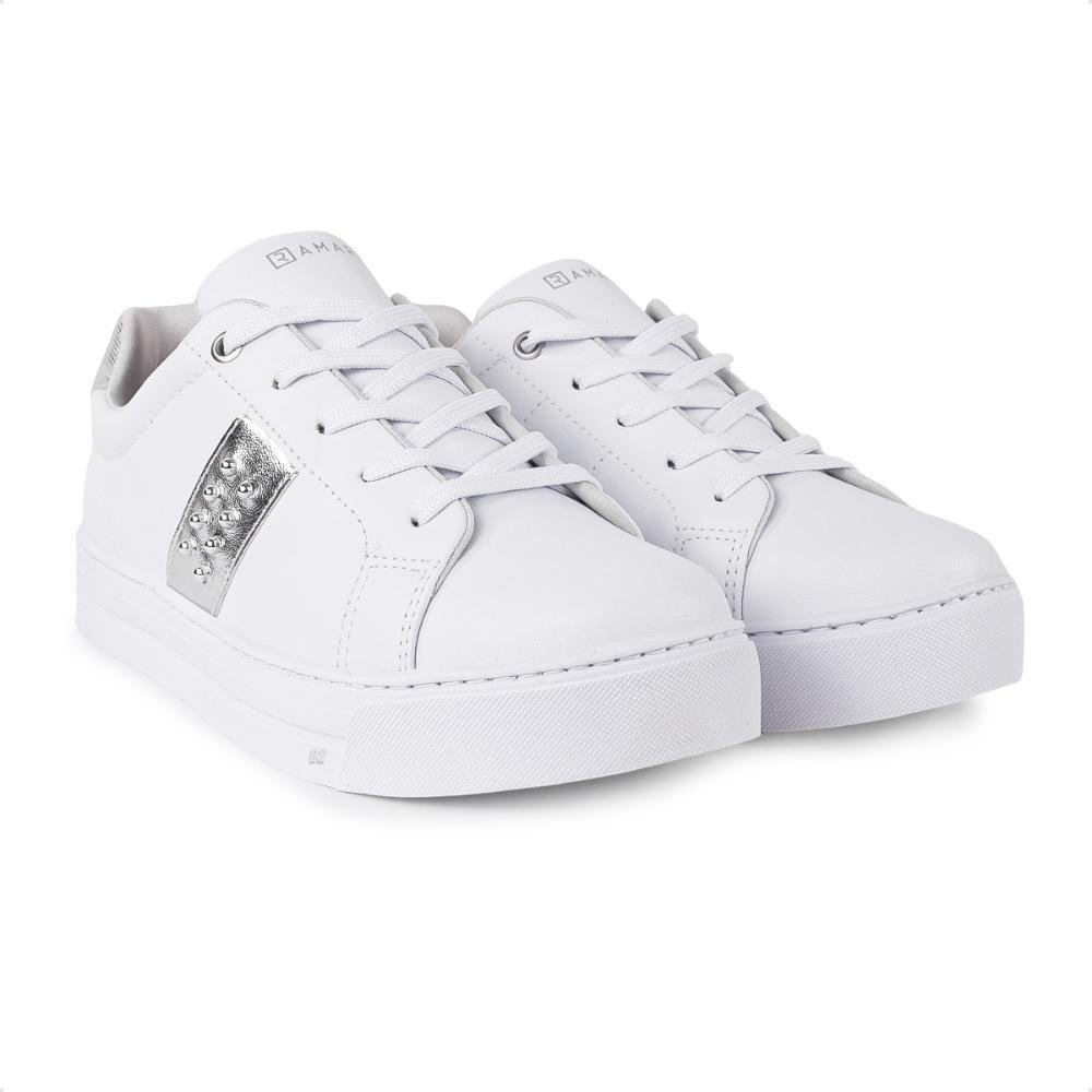 Tênis Ramarim Casual Detalhe Enfeite Feminino Branco/Prata 3