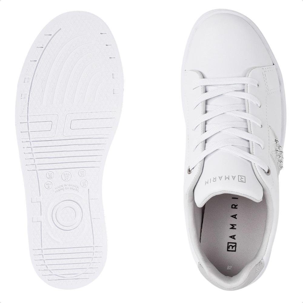 Tênis Ramarim Casual Detalhe Enfeite Feminino Branco/Prata 6