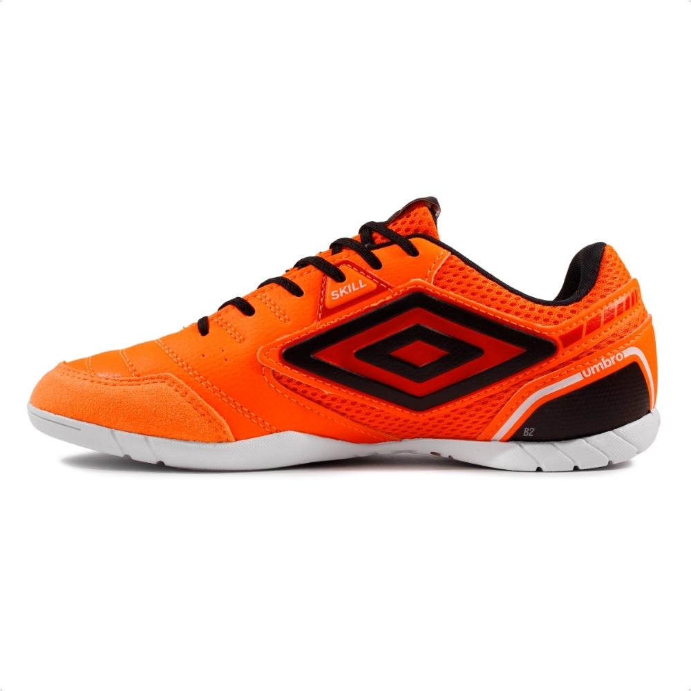 Chuteira Futsal Umbro Skill Unissex Laranja/Preto 2