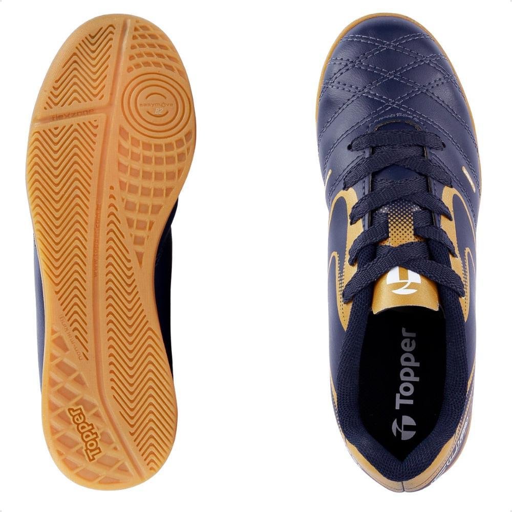 Chuteira Futsal Topper Cup 8 Juvenil Futebol de Salão Marinho/Dourado 6
