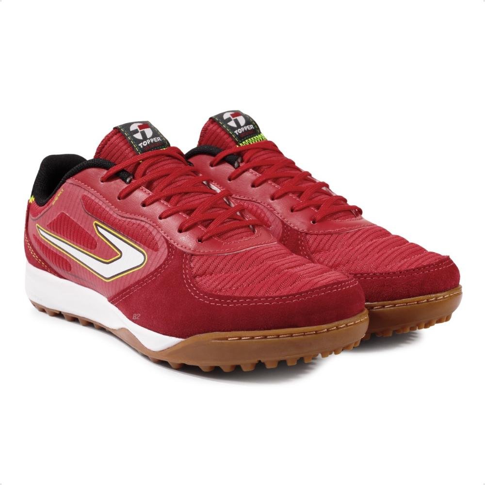 Chuteira Society Topper Top Letra IV Unissex Vermelho/Preto 3