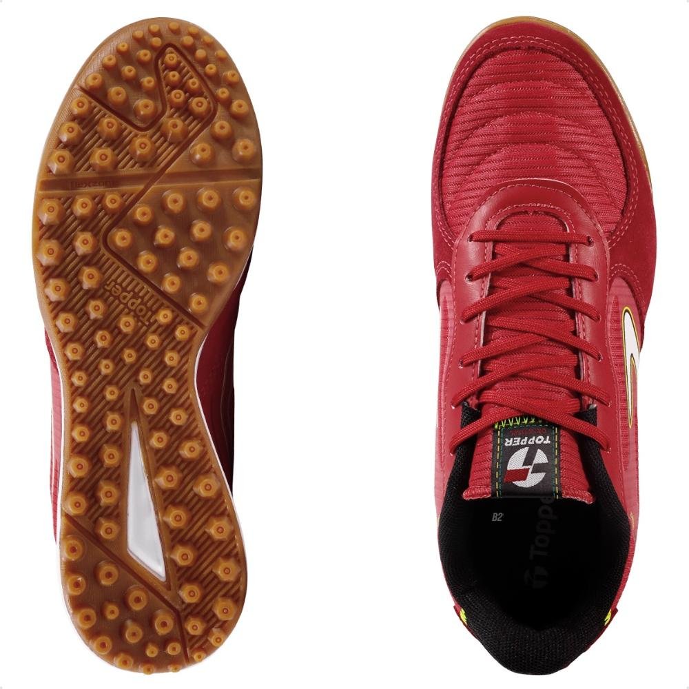 Chuteira Society Topper Top Letra IV Unissex Vermelho/Preto 6